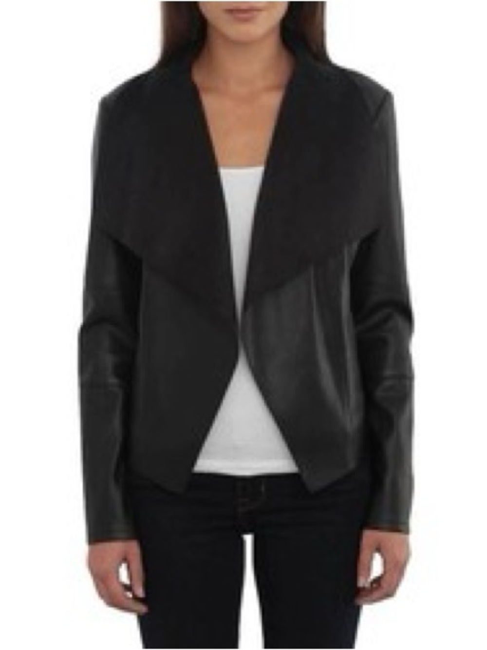 Bagatelle Black Draped Open Front Women's  Lightweight Jacket